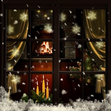 Snowflakes Outside The Window Christmas Backdrops Photography Background