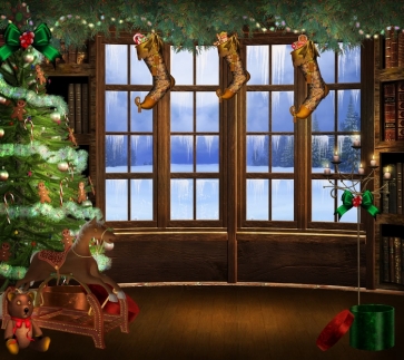 Glass Wood Window Christmas Tree Background Christmas Backdrops For Stage