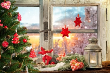 Glass Wood Window Christmas Tree Christmas Photography Backdrops