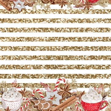 Gold White Stripes Personalized Christmas Party Backdrop Photography Background