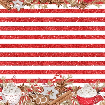 Red Stripes Personalized Christmas Party Backdrop Photography Background