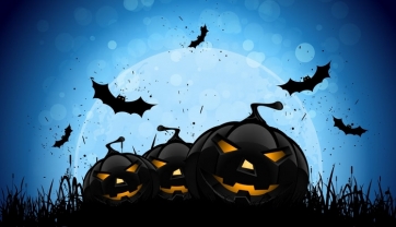 Black Pumpkin Bat Theme Halloween Background Decorations Party Backdrop