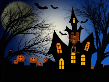 Pumpkin Bat Theme Outdoor Halloween Party Backdrop