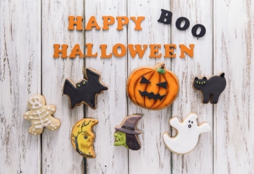 Pumpkin Bat Wood Floor Boo Cute Halloween Backdrop Party Background Decorations