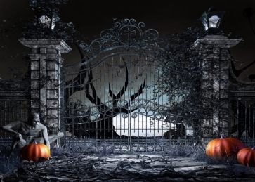 Grey Skeleton Skull Ghost Pumpkin Halloween Party Backdrop Decoration Prop