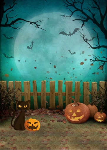 Under The Blue Moon Pumpkin Halloween Baby Shower Birthday Party Backdrop Decoration Prop Studio Photography Background