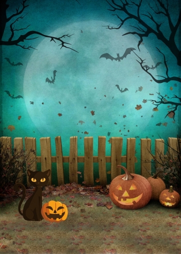 Under The Blue Moon Pumpkin Halloween Baby Shower Birthday Party Backdrop Decoration Prop Studio Photography Background