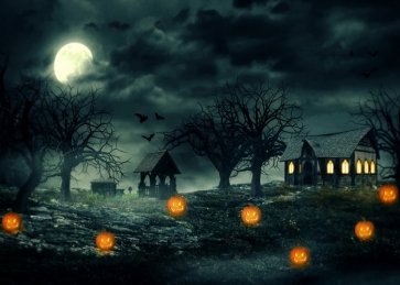 Terrifying Scary Pumpkin Dark Village Halloween Backdrop Decoration Prop Stage Studio Photography Background