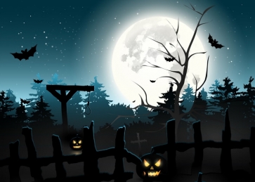 Dark Forest Scary Pumpkin Halloween Banners Backdrop Stage Studio Decoration Prop 