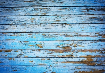 Retro Shabby Blue Painting Peel off from Horizontal Wood Floor Photography Backgrounds and Props