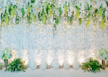 White Flower Wall Wedding Party Backdrop Bridal Shower Photography Background
