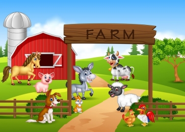 Cartoon Farm Children Birthday Party Backdrop Studio Photography Background