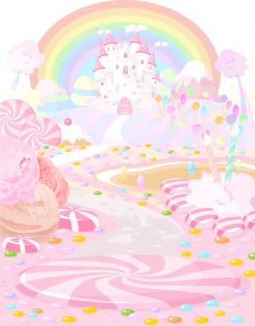 Cartoon Candyland Backdrop Castle Rainbow Children Birthday Photography Background