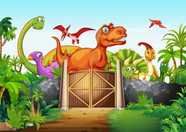 Children Birthday Party Photography Background Dinosaur Theme Backdrop