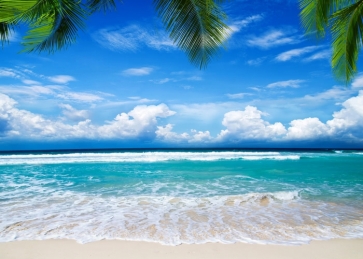 Blue Sky White Clouds Sea Beach Hawaiian Backdrop Photography Background