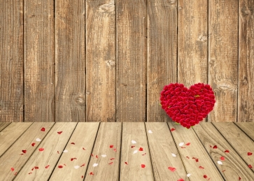 Red Heart Rose Love Theme Wedding Background Valentines Day Wood Backdrop
