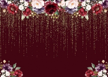 Golden Glitter Flower Bridal Shower Wedding Backdrop Photo Studio Photography Background