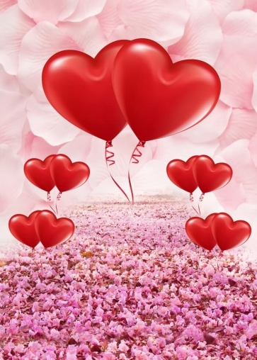 Cherry Blossoms Love Red Heart Wedding Photography Background Valentines Day Backdrop