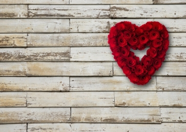 Red Rose Flower Wood Backdrop Valentines Day Photography Background