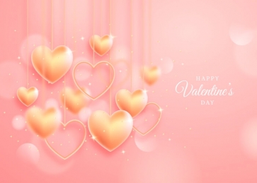 Love Gold Heart Happy Valentines Day Backdrop Photography Background
