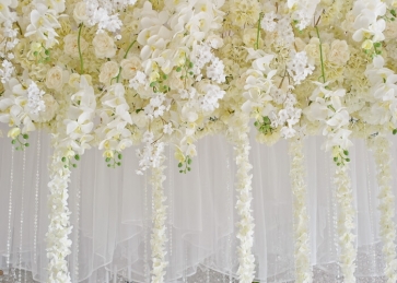 White Flower Wall Wedding Backdrop Bridal Shower Photography Background