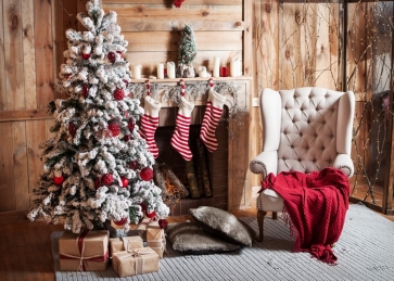 Wood Wall Christmas Tree Background Christmas Backdrop For Photography