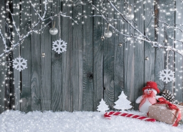 Wood Wall Background Snowflake Christmas Backdrop For Photography