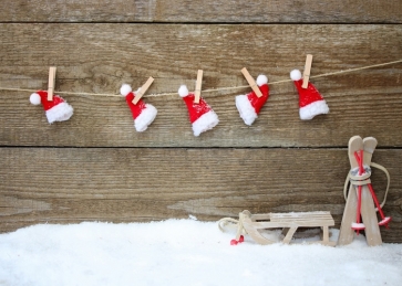 Christmas Hat Wood Wall Photography Background Christmas Backdrop