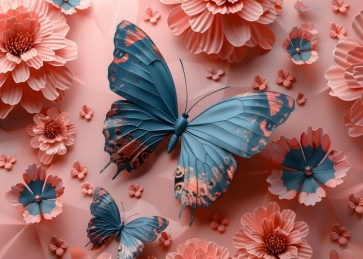 3D Butterfly Floral Backdrop For Birthday Baby Shower Wedding Party Photography Photobooth Props