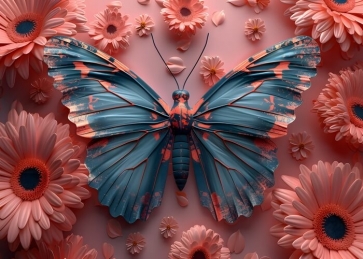 Spring Blue Butterfly Backdrop For Birthday Baby Shower Wedding Party Photography Photobooth Props