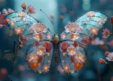 Floral Butterfly Backdrop For Birthday Baby Shower Wedding Party Photography Photobooth Props