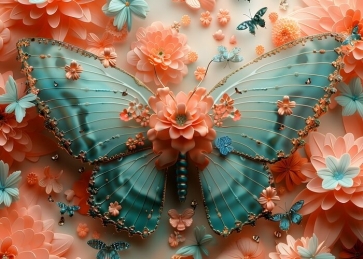 Butterfly Floral Backdrop For Birthday Baby Shower Wedding Party Photography Photobooth Props