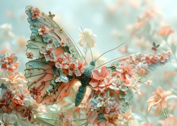 Personalized Spring Floral Butterfly Backdrop For Birthday Baby Shower Wedding Party Photography Photobooth Props