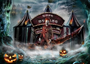 Evil Circus Clown Carnival Spooky Halloween Backdrop