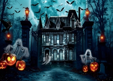 Scary Hunted Castle Spooky Ghost Halloween Backdrop