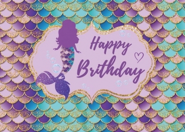 Mermaid Scales Wallpaper Happy Birthday Party Backdrop Photography Background