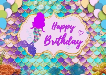 Mermaid Scales Happy Birthday Party Backdrop Photography Background