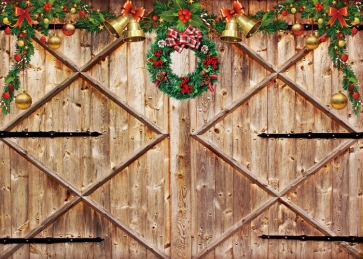 Christmas Wreath Decoration Wood Wall Rustic Christmas Backdrop