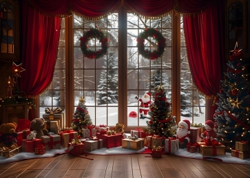 Winter Snow Christmas Window Backdrop Studio Party Decoration Background