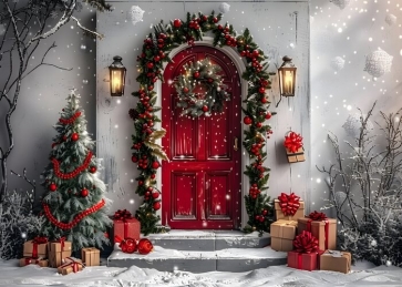 Christmas Festive Home Entrance Gifts Backdrop New Year Decoration Background