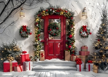 Home Entrance Christmas Party Backdrop New Year  Decoration Background