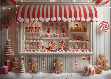 Santa's Gingerbread Shop Backdrop Party Decoration Background