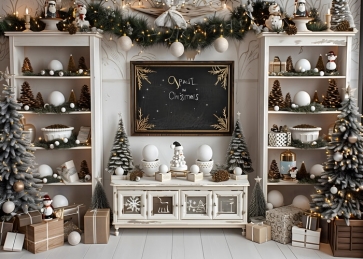 White Christmas Cabinet Backdrop Party Decoration Background