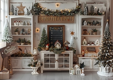 Red White Christmas Cabinet Backdrop Party Decoration Background