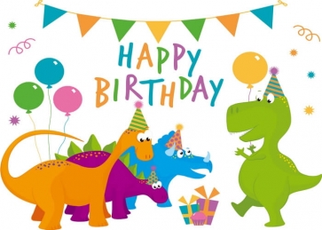 Children Gilrs Boys Happy Birthday Cartoon Dinosaur Backdrop Cake Table Banner Photography Background