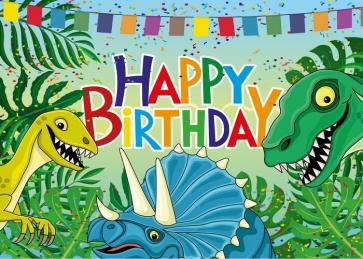 Cartoon Dinosaur Backdrop Children Happy Birthday Photography Background