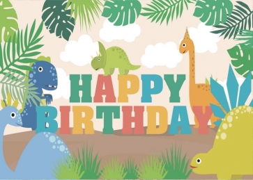 Cartoon Dinosaur Backdrop Gilrs Boys Kid Happy Birthday Photography Background