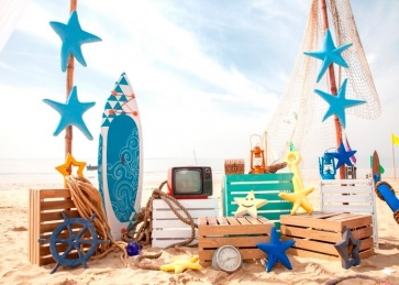 Summer Ocean Beach Backdrop Baby Shower BirthdayParty Photography Background