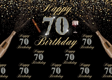 Happy 70th Birthday Party Backdrop Black And Gold Combination Background