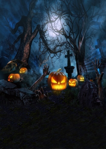 Pumpkin Cemetery Halloween Stage Party Backdrop